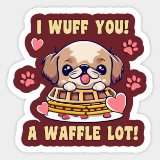 Cute Dog I Wuff You A Waffle Lot ShihTzu Puppy Sticker